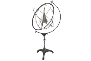 Gümüş Siyah Kürede Uçak Obje 45x40x82cm