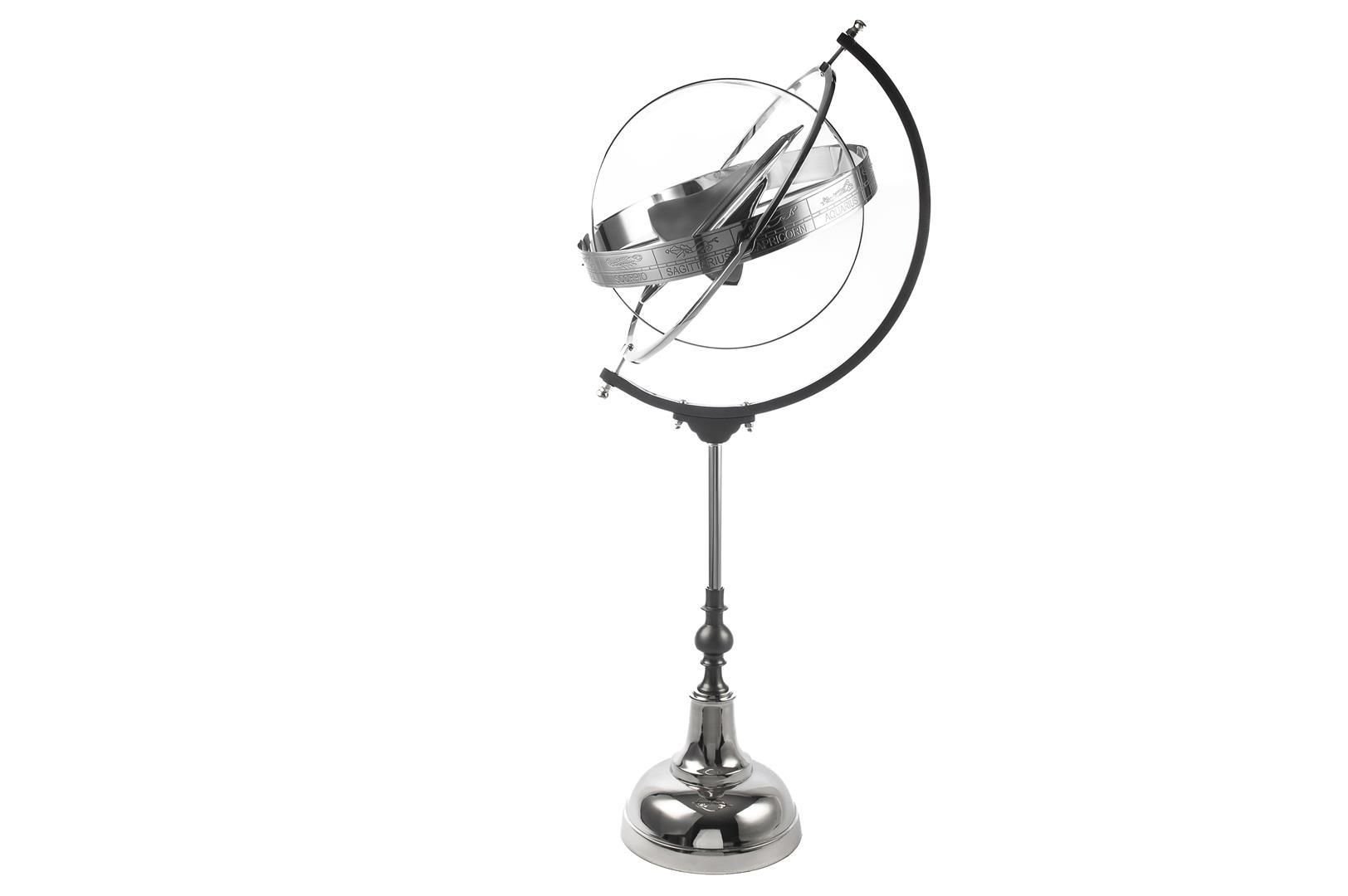 Gümüş Kürede Uçak Obje 45x37x107cm