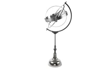 Gümüş Kürede Uçak Obje 45x37x107cm