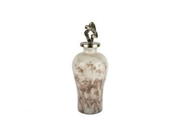 Antik Gold Kapak Mor Beyaz Cam Şişe 20x50cm