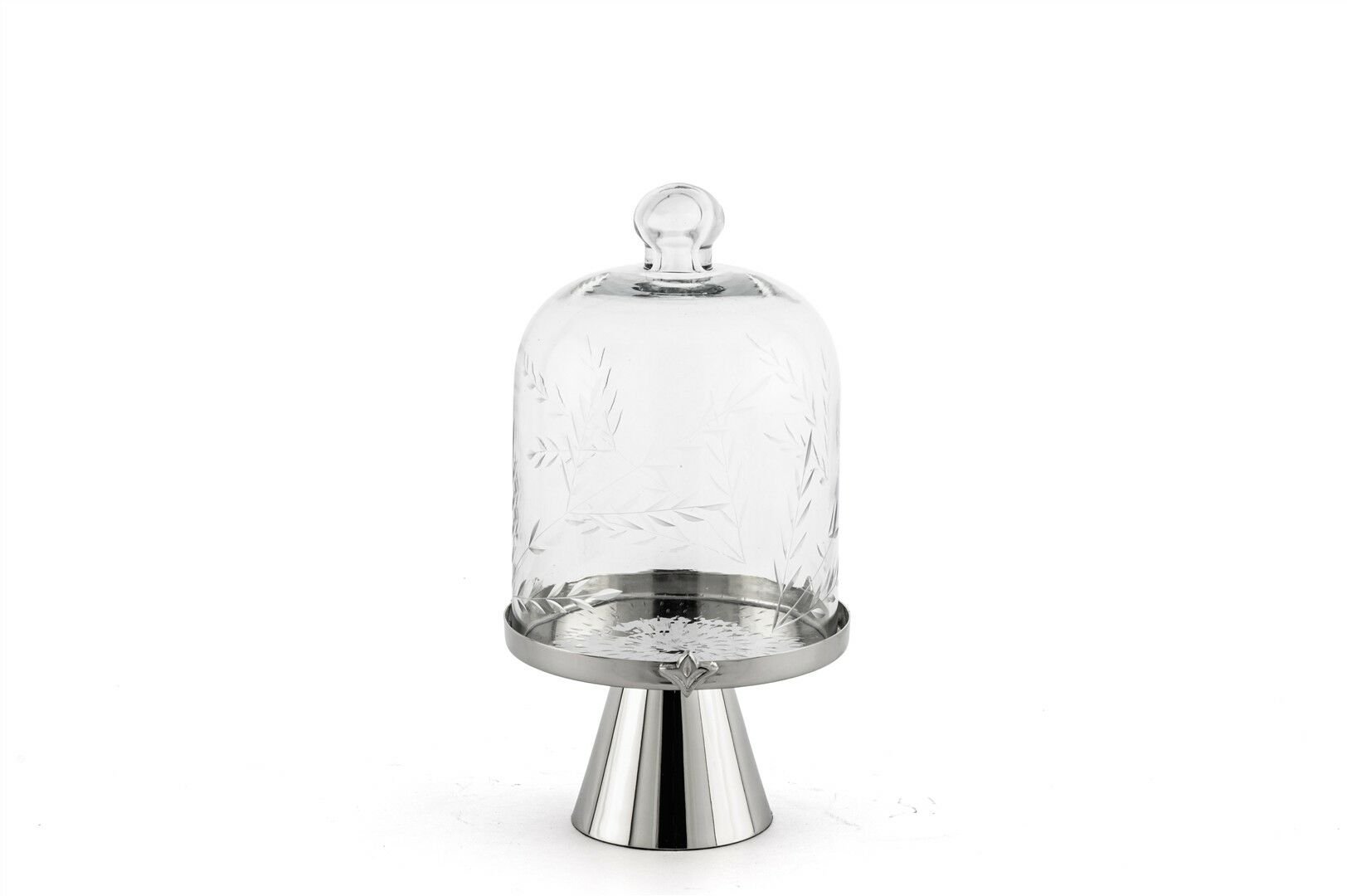 Gümüş Ayaklı Cam Kapaklı Kurabiyelik 13x24cm
