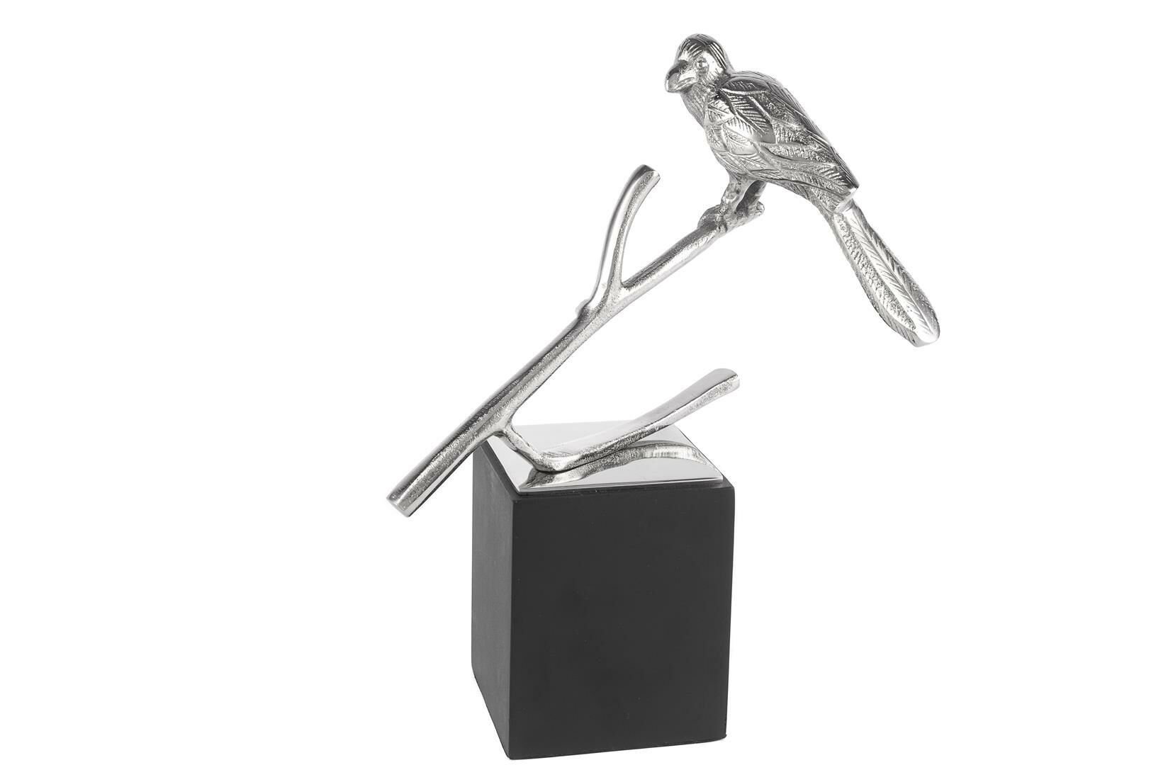 Siyah Gümüş Kuş Dekor Obje 25x12x34cm