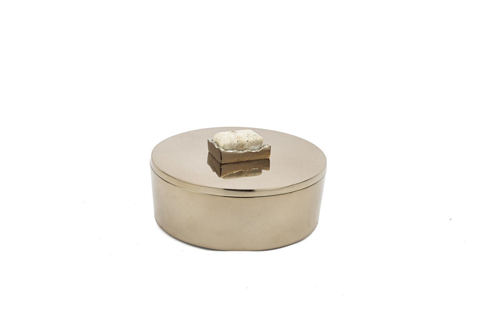 Bronz Traverten Mermer Kapaklı Kutu 15x8cm