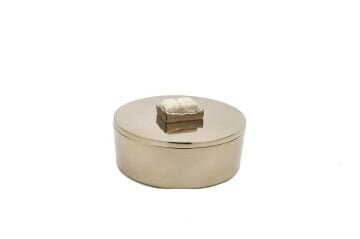 Bronz Traverten Mermer Kapaklı Kutu 15x8cm