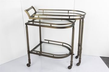 Antik Bronz Çelik Servis Arabası 76x40x82cm