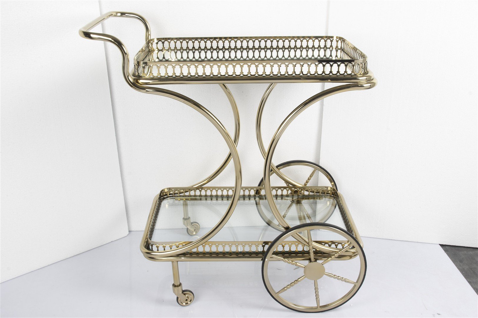 Gold  Parlak Servis Arabası 80x47x86cm