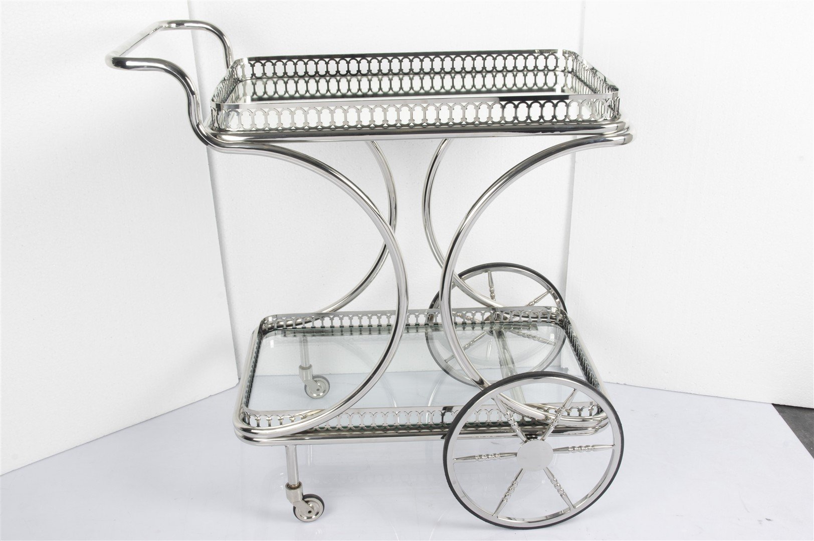 Gümüş Parlak Servis Arabası 80x47x86cm
