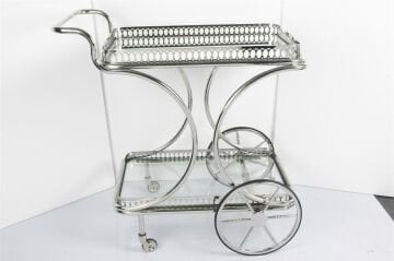 Gümüş Parlak Servis Arabası 80x47x86cm