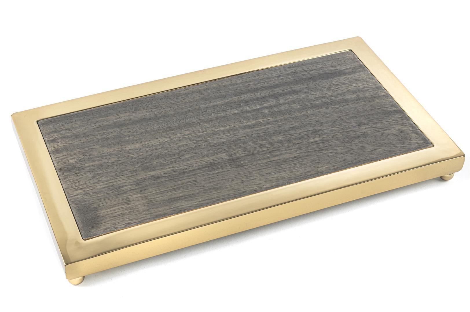 Gold Dikdörtgen Ahşaplı Tepsi 36x20x2cm