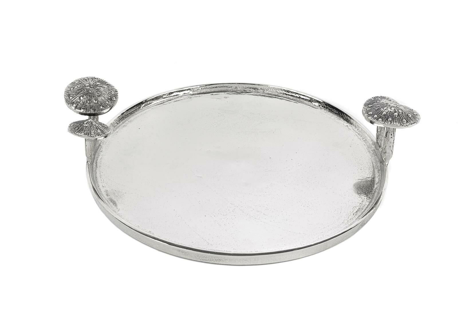 Gümüş Mantar Kulplu Tepsi 32x8cm