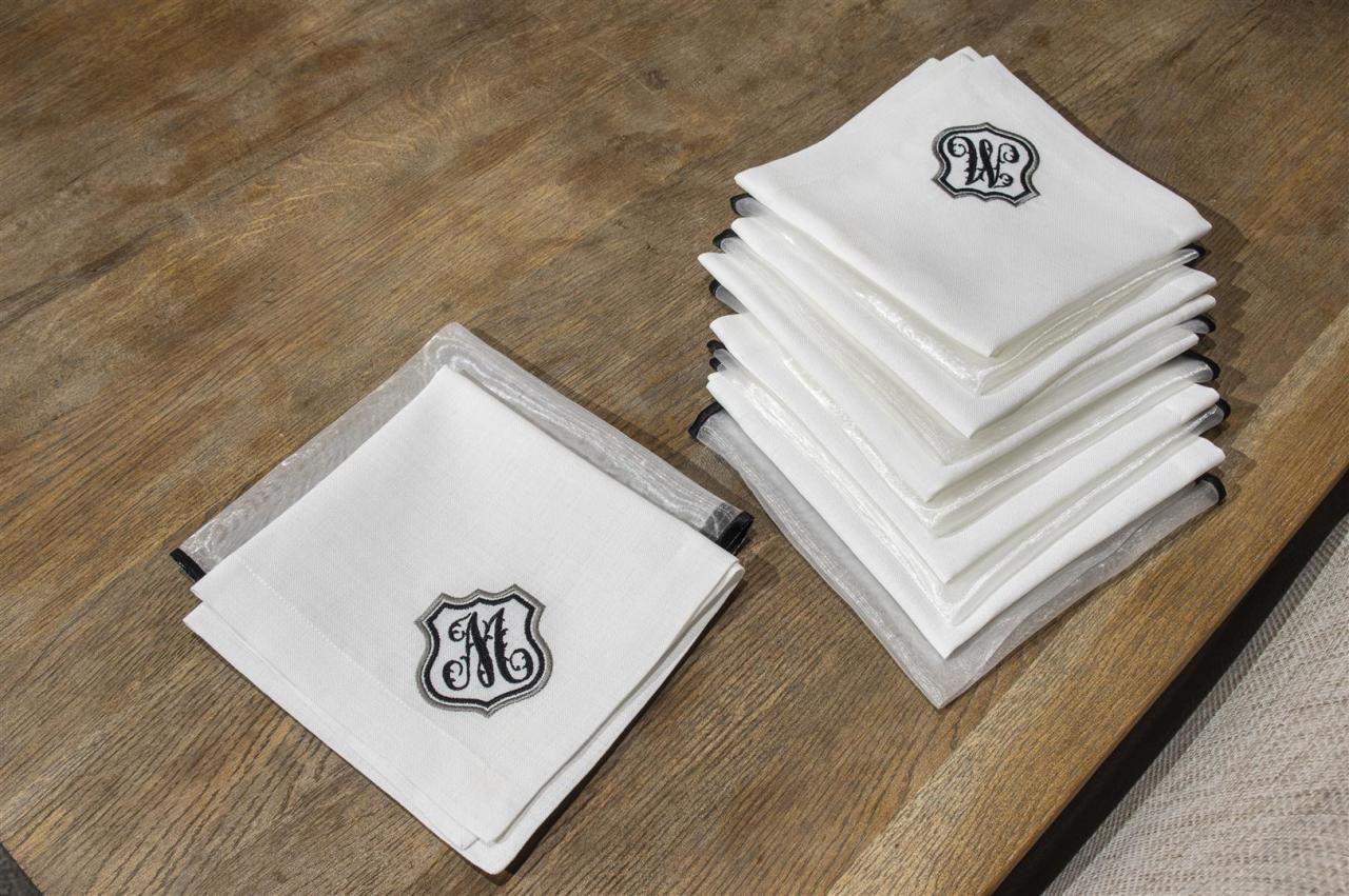 Kare m İşleme Siyah 6lı Peçete 40cm