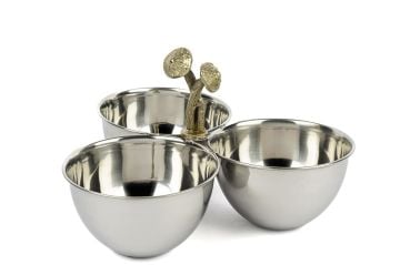 Gümüş Gold Mantarlı 3lü Çerezlik 26x16cm