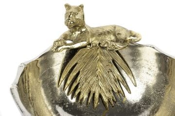Gümüş Gold Jaguarlı Kase 31x20cm