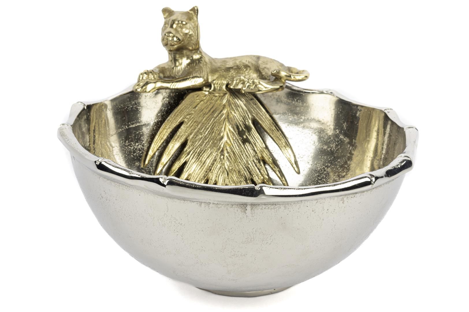 Gümüş Gold Jaguarlı Kase 31x20cm