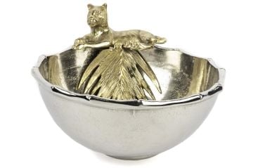 Gümüş Gold Jaguarlı Kase 31x20cm