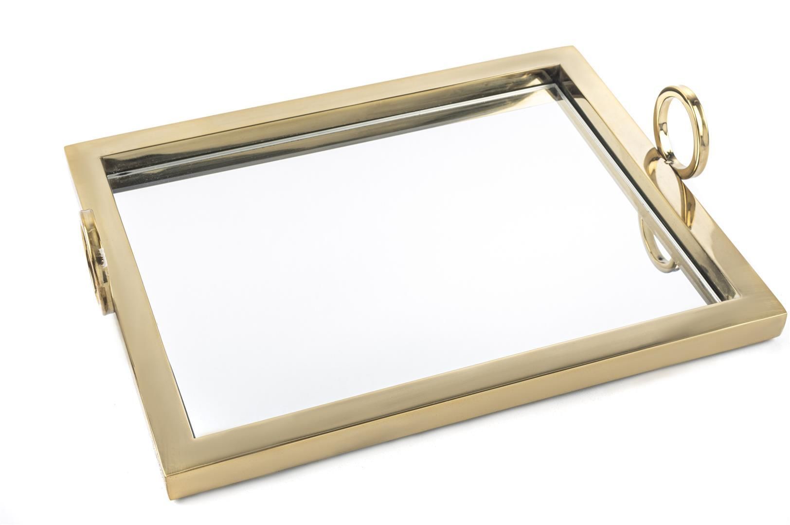 Gold Dikdörtgen Aynalı Tepsi 36x28x2cm