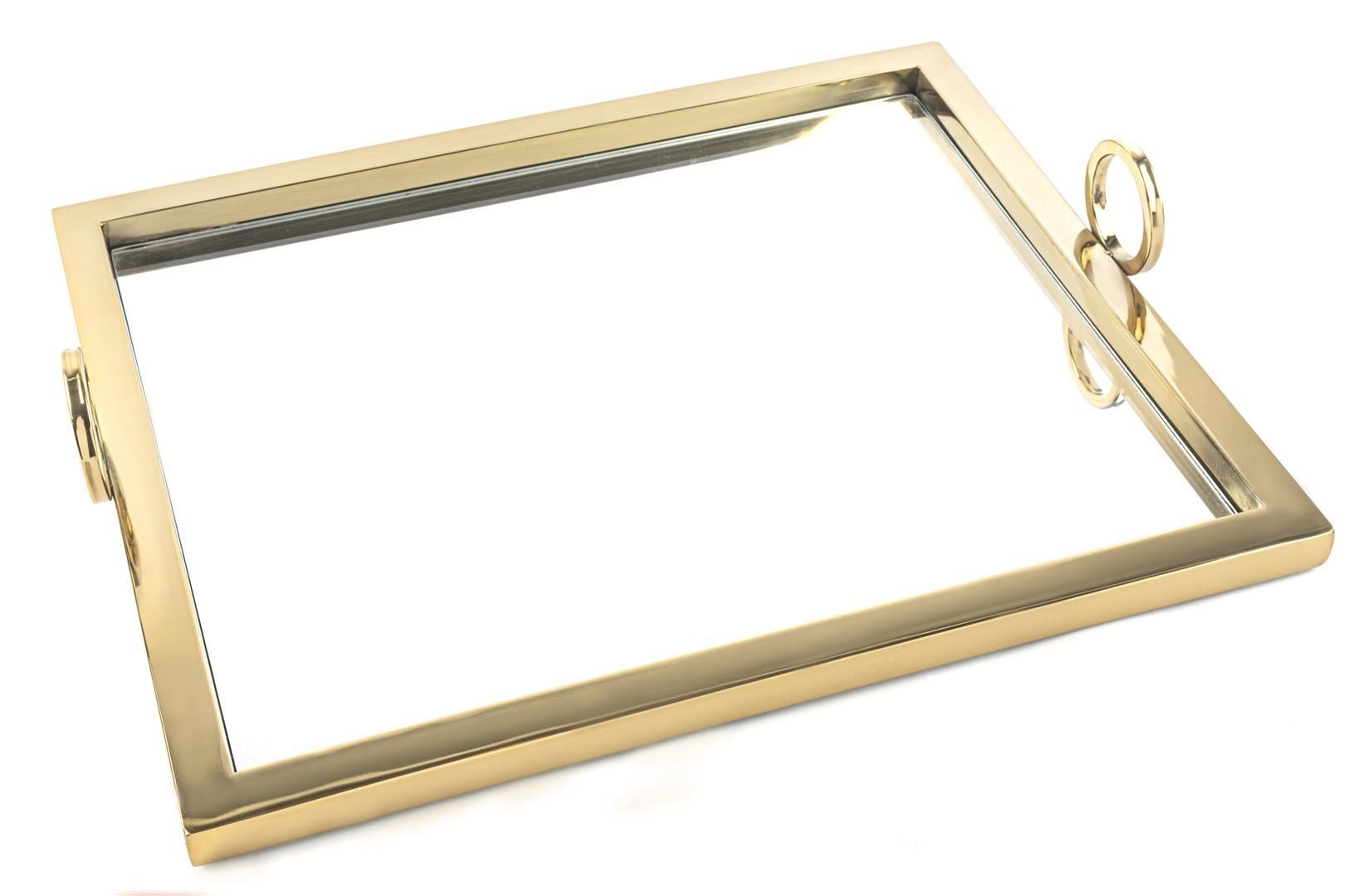 Gold Dikdörtgen Aynalı Tepsi 43x36x2cm