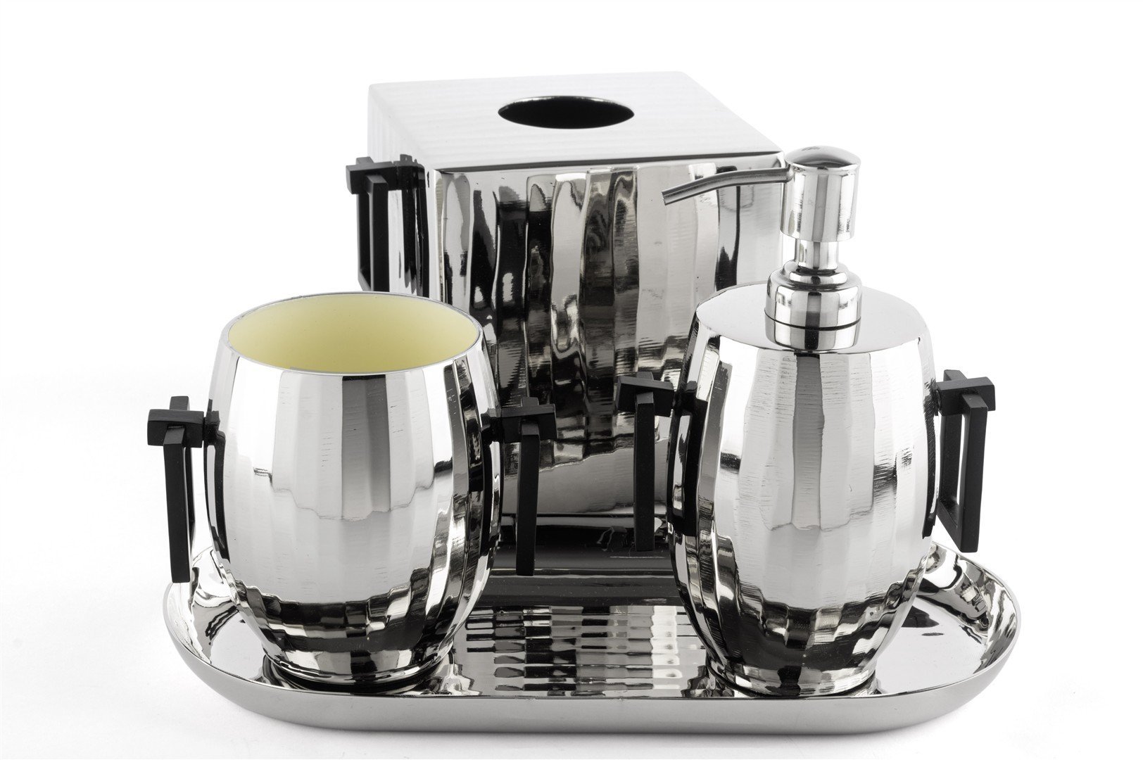 Silver Mat Siyah Kulplu Banyo Seti 30x15x20cm