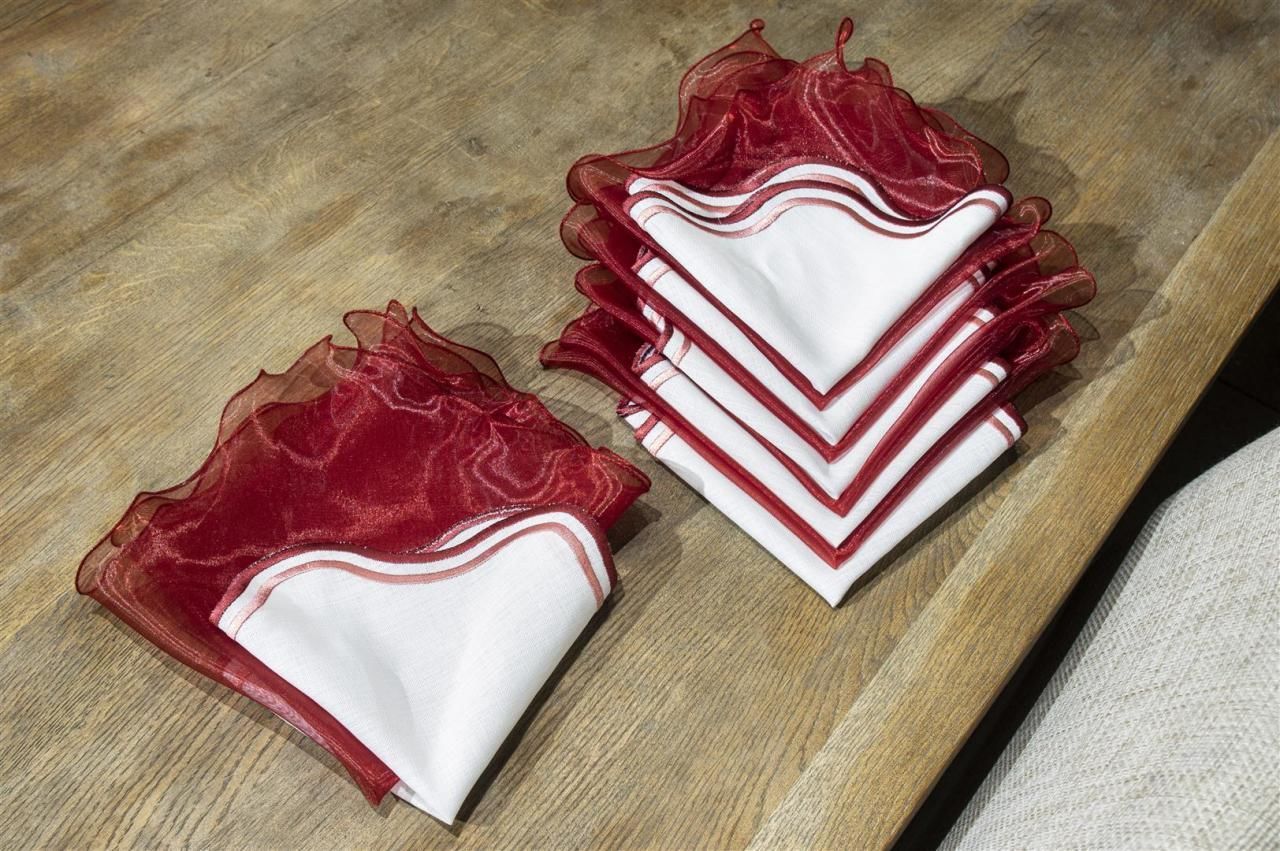 Dilimli Bordo Pembe 6lı Peçete 35cm