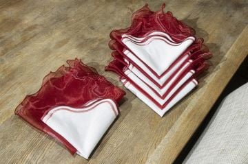 Dilimli Bordo Pembe 6lı Peçete 35cm