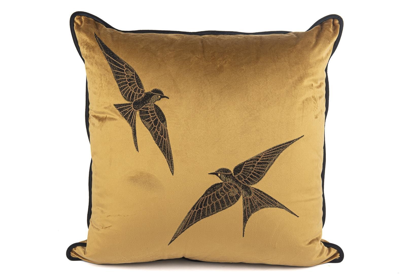 Isla bronz iki kuş 55x55 yastık