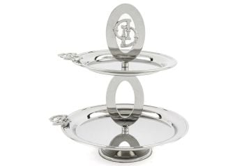 Darly Gümüş Metal 2 Katlı Sunumluk 26x30cm