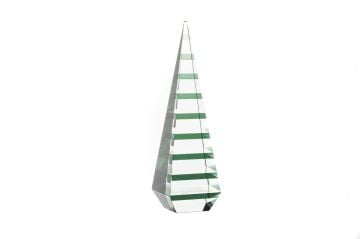 Yeşil Çizgili Cam Obje 8x8x27cm