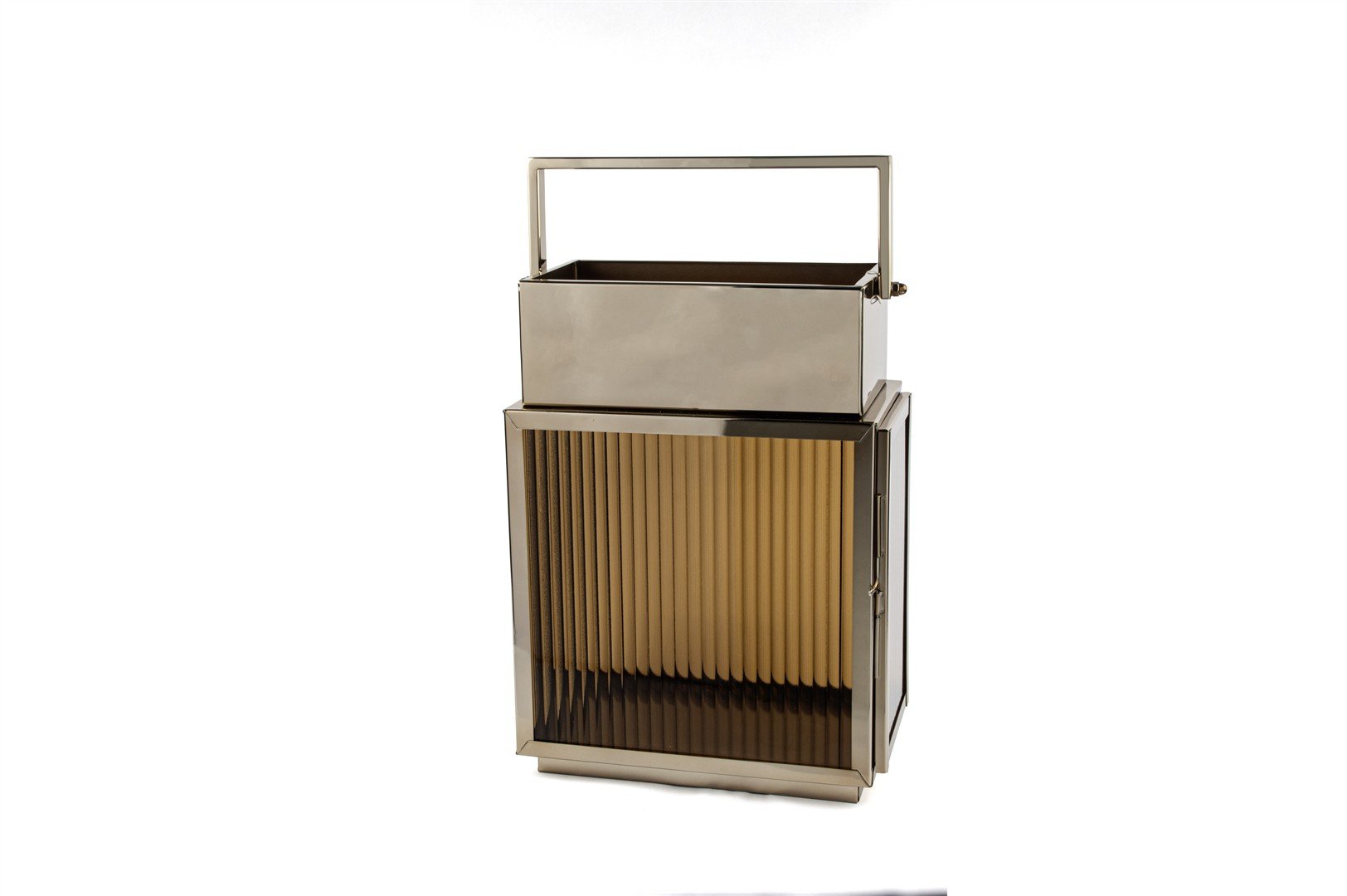 Bronz Kahve Camlı Fener 18x33x44cm
