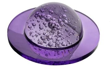 Mor Yuvarlak Cam Obje 18x10cm