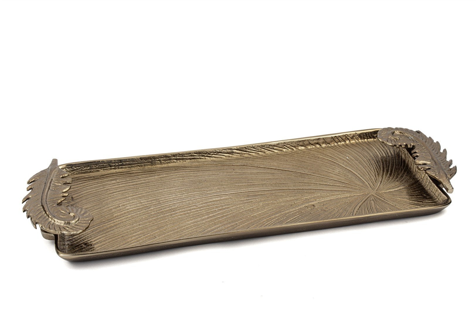 Antük Bronz Tüy Kulplu Tepsi 66x24x5cm