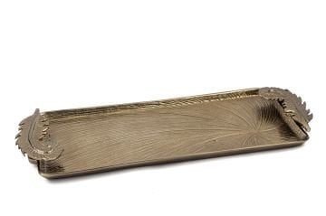 Antük Bronz Tüy Kulplu Tepsi 66x24x5cm