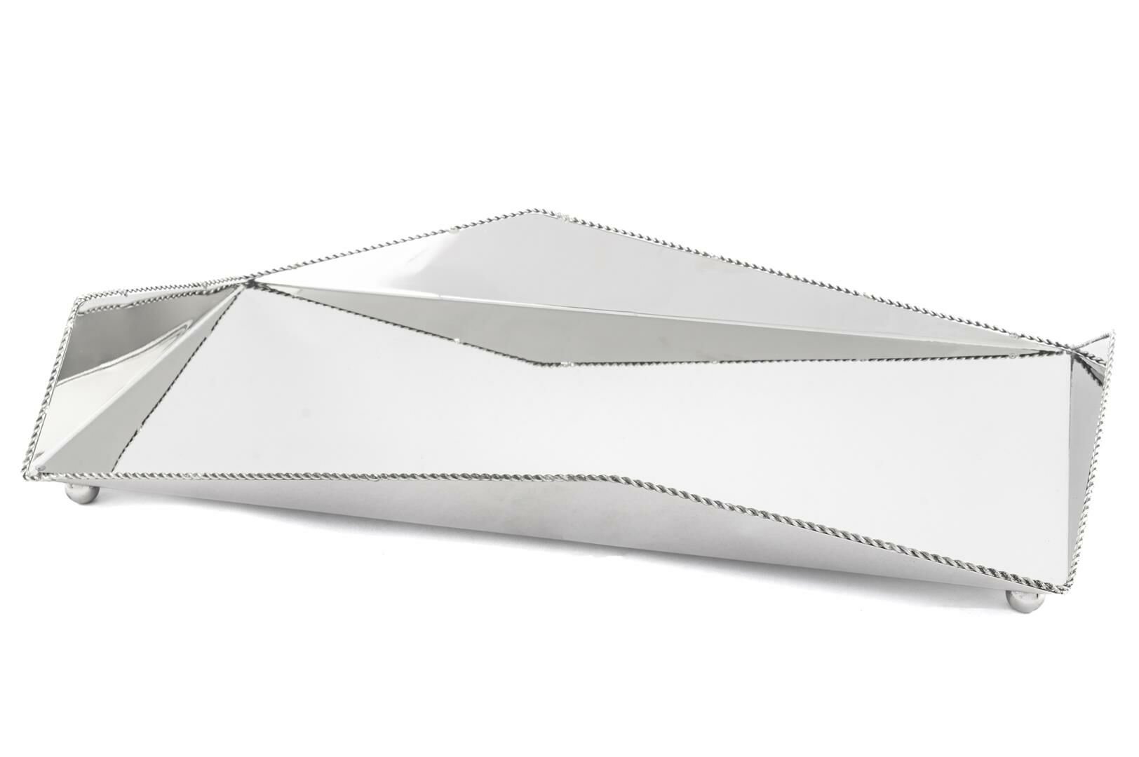 Linda Gümüş Metal Dik Tepsi 49x28x6cm