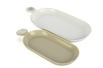 Rosaria Krem Beyaz 2li Oval Tabak 30x14-26x11cm