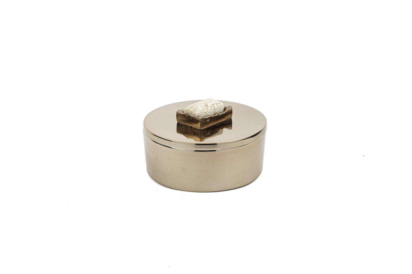 Bronz Traverten Mermer Kapaklı Kutu 12x7cm