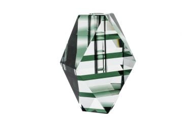 Yeşil Çizgili Cam Vazo 10x6x15cm