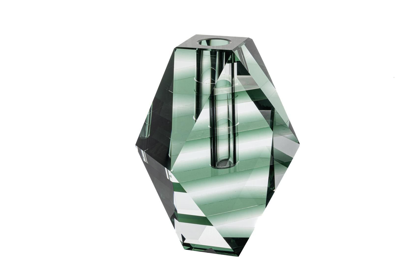 Yeşil Çizgili Cam Vazo 10x6x15cm