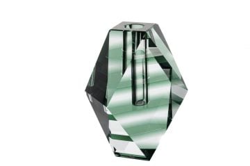 Yeşil Çizgili Cam Vazo 10x6x15cm