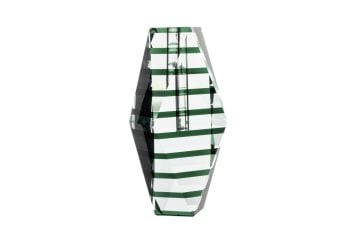 Yeşil Çizgili Cam Vazo 11x7x25cm