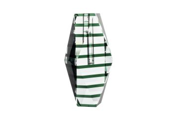 Yeşil Çizgili Cam Vazo 11x7x25cm