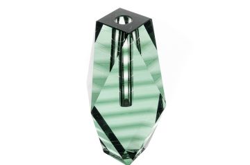 Yeşil Çizgili Cam Vazo 11x7x25cm