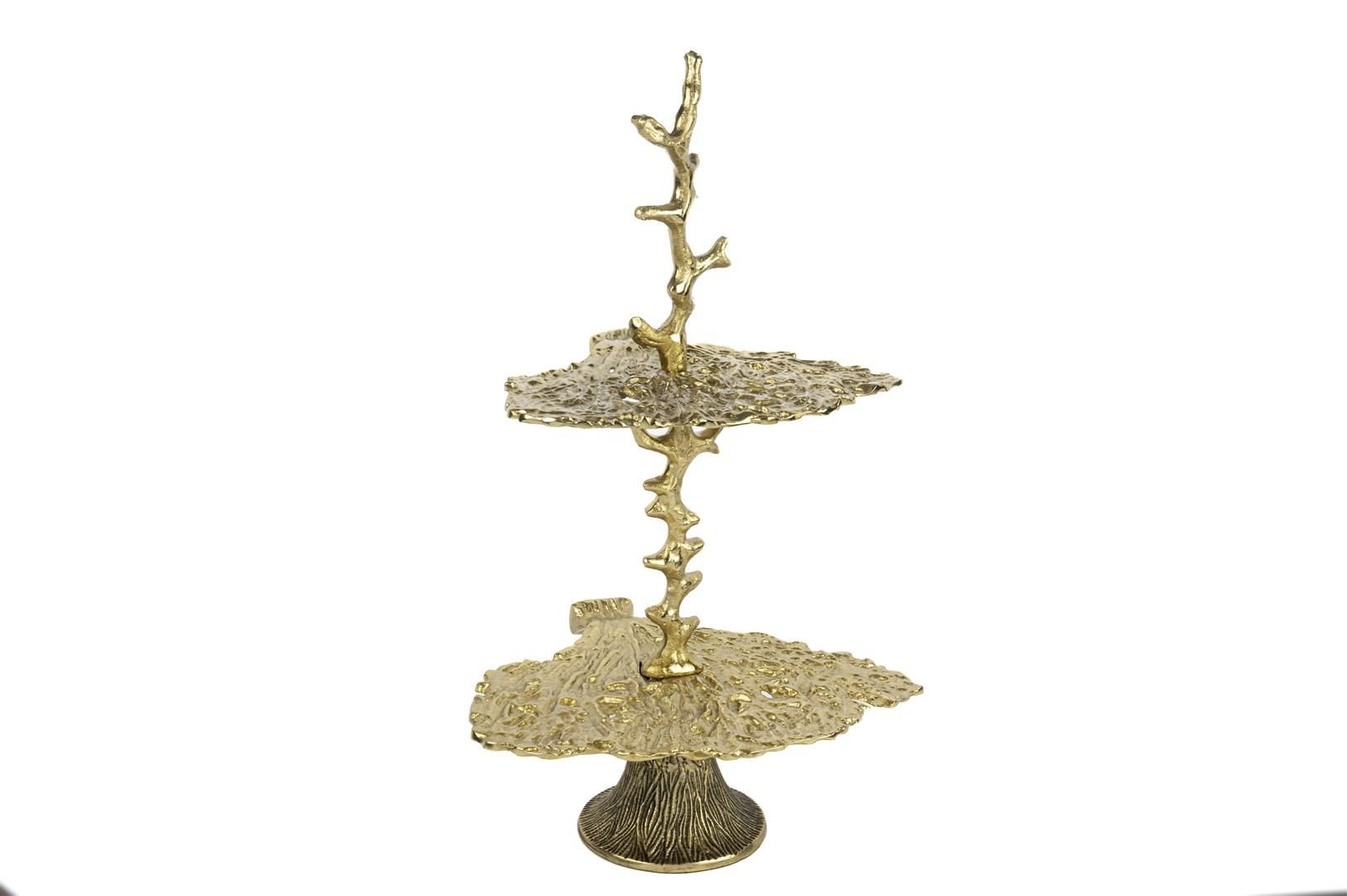 Gold İstiridyeli 2Katlı Sunum Standı 30x26x53cm