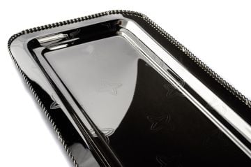 Mary Gümüş Metal Dik Tepsi 38x18cm