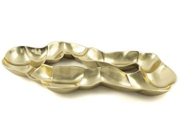 Gold Dekoratif Metal Tabak 57x32cm