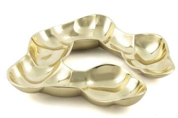 Gold Dekoratif Metal Tabak 31x30cm
