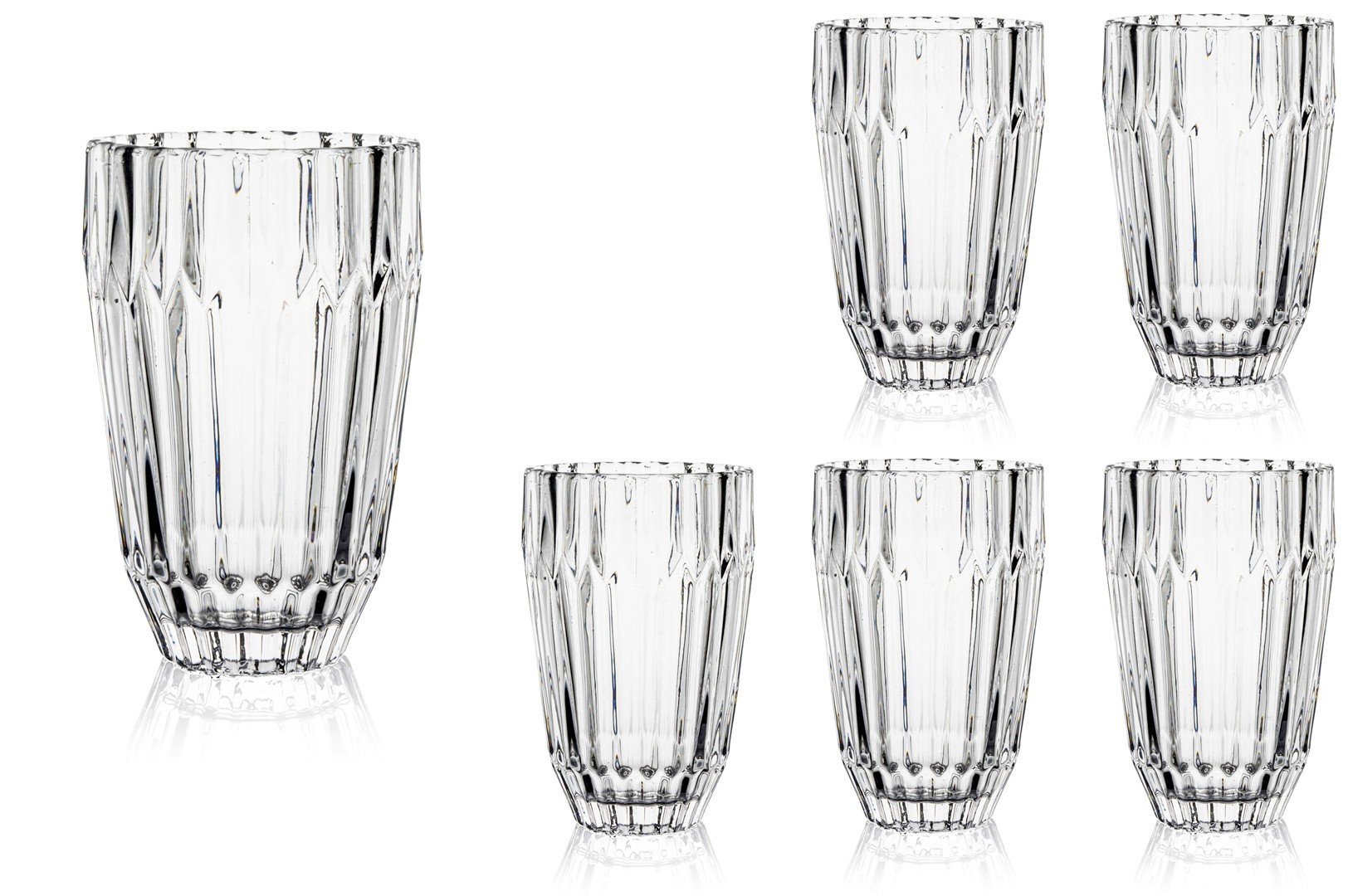 Kristal Kesimli 6lı Cam Meşrubat Bardağı 240ml