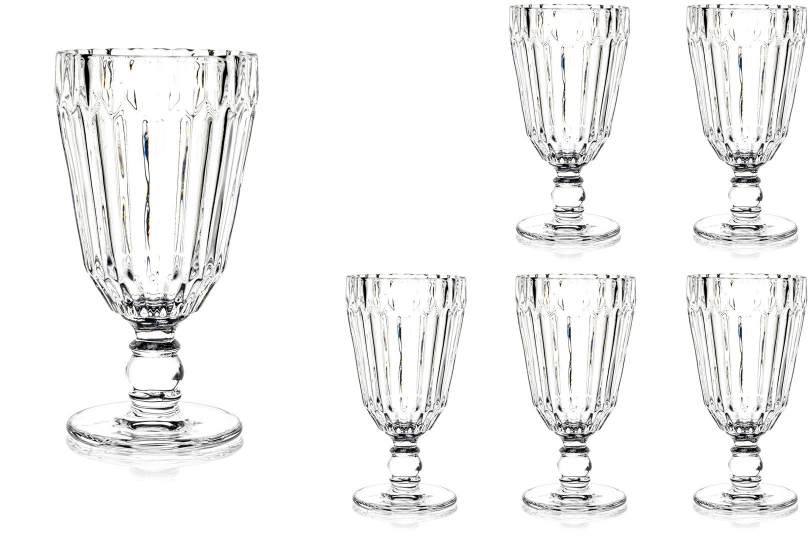 Kristal Kesimli 6lı Ayaklı Cam Bardak 210ml