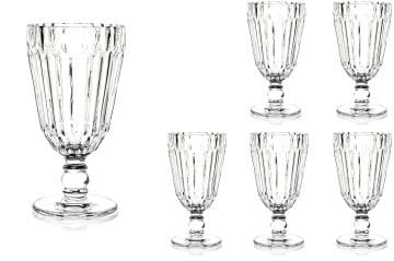 Kristal Kesimli 6lı Ayaklı Cam Bardak 210ml