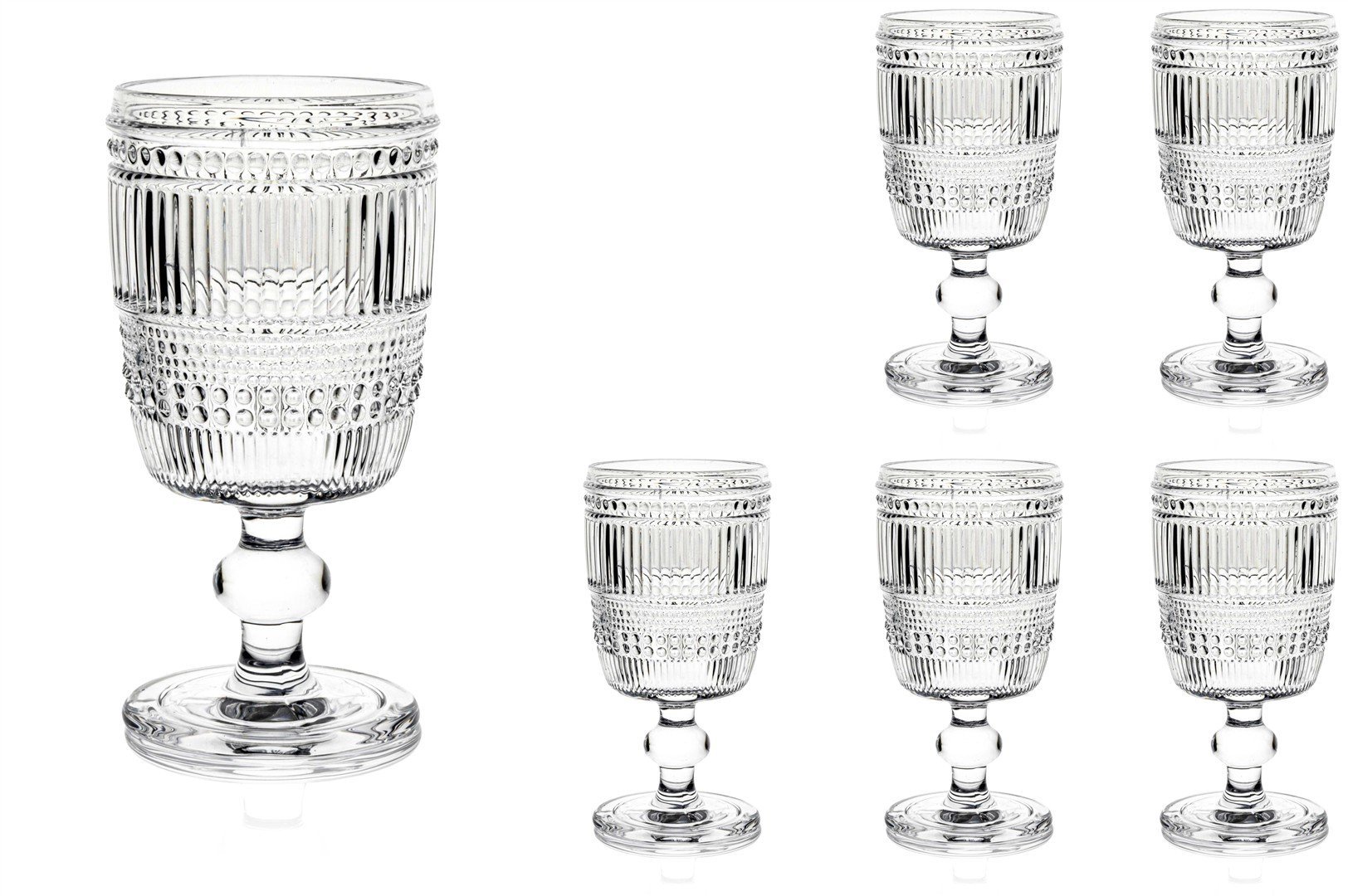 Retro Dalga 6lı Ayaklı Cam Bardak 310ml