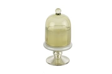 Gümüş Yeşil Kapaklı Cam Mum Bergamot 8x16cm