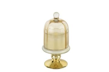 Gold Amber Kapaklı Cam Mum Espresso Martini 8x16cm